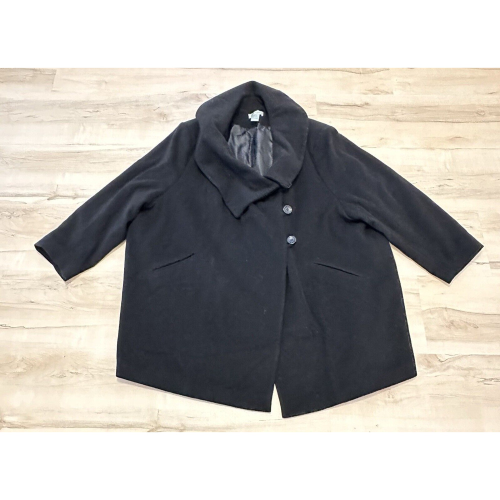 Ulla Popken Women 28 30 Coat Wool Blend Outerwear Winter Pea Coat Lined Black